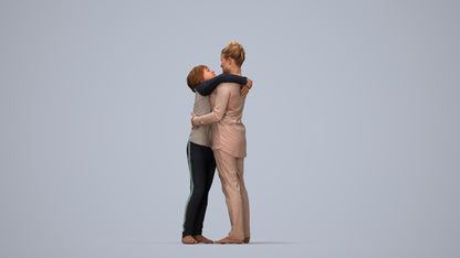 3D human model girl kids, photogrammetry scanned person for archviz, top-down view render