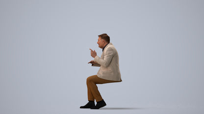 3D human model man business, photogrammetry scanned person for archviz, three-quarter view render