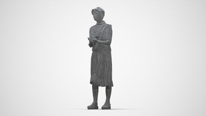 realistic 3D human woman casual standing, archviz people FBX OBJ for Blender, wireframe back view