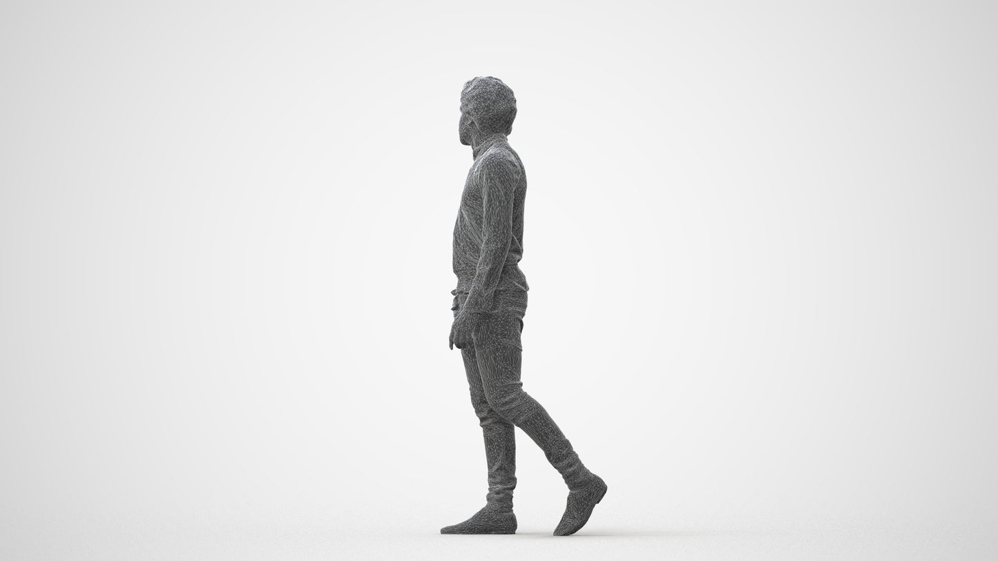scanned 3D man casual standing, photogrammetry people for Enscape and V-Ray, square thumbnail