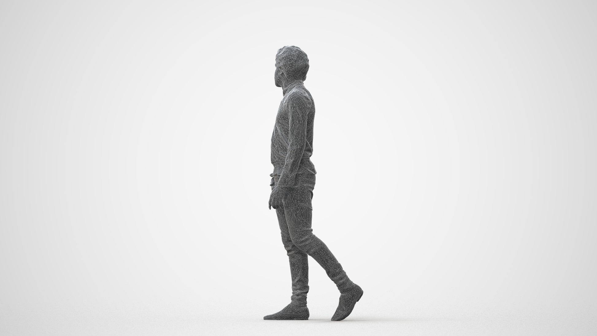 scanned 3D man casual standing, photogrammetry people for Enscape and V-Ray, square thumbnail