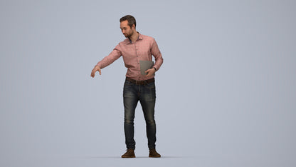 3D people model man casual formal, scanned human for 3ds Max rendering, top-down view render
