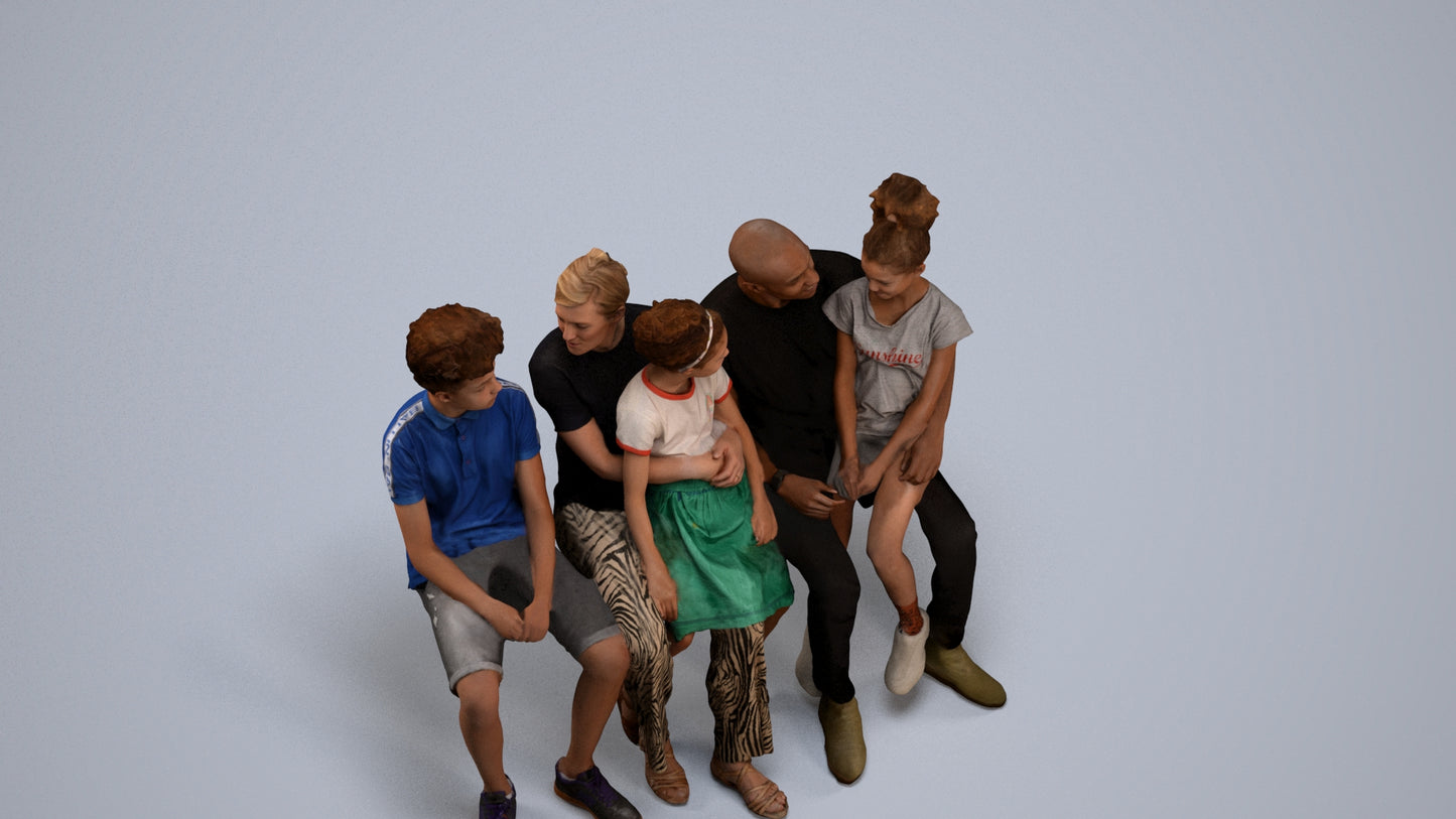 realistic 3D human girl casual kids, archviz people FBX OBJ for Blender, back view render