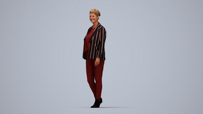 3D scanned woman walking business, photorealistic archviz people for Enscape and SketchUp, top-down view render