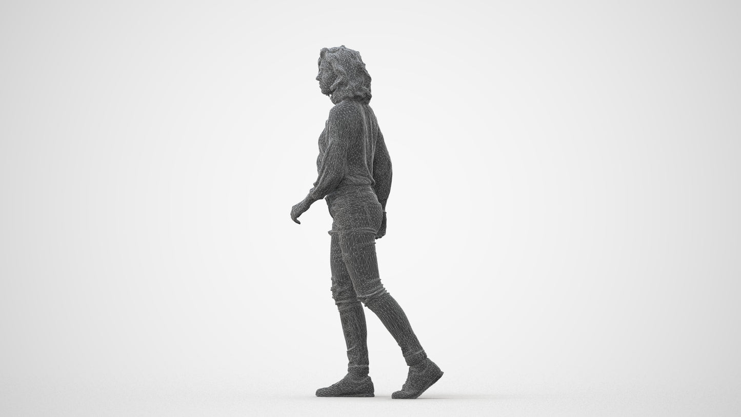 realistic 3D human woman casual walking, archviz people FBX OBJ for Blender, square thumbnail
