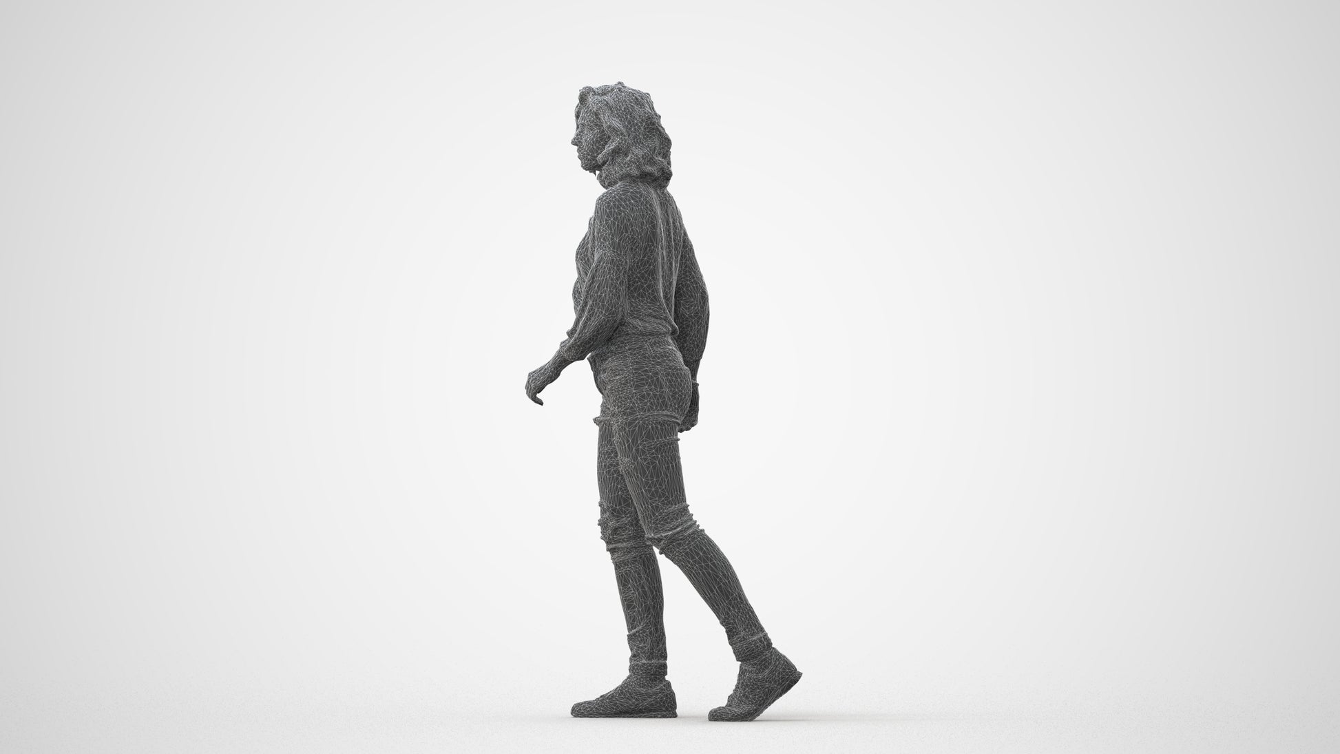 realistic 3D human woman casual walking, archviz people FBX OBJ for Blender, square thumbnail
