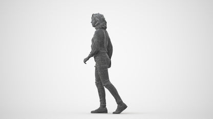 realistic 3D human woman casual walking, archviz people FBX OBJ for Blender, square thumbnail