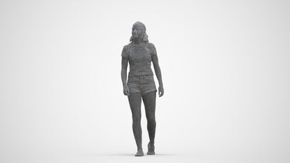 photogrammetry 3D girl casual standing, realistic human model archviz FBX, three-quarter front view render