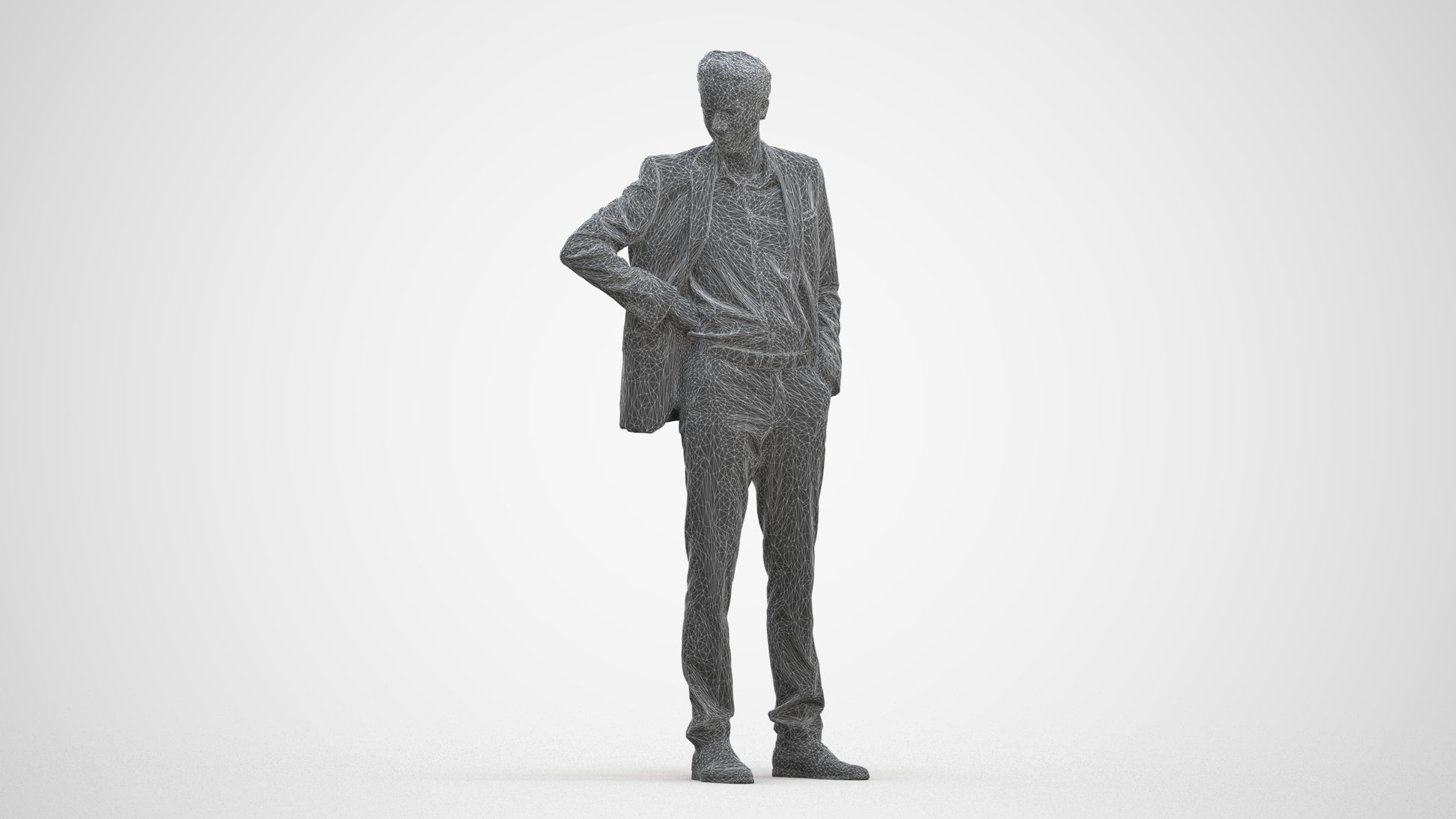 realistic 3D man business, scanned archviz people for Blender and 3ds Max, three-quarter front view render