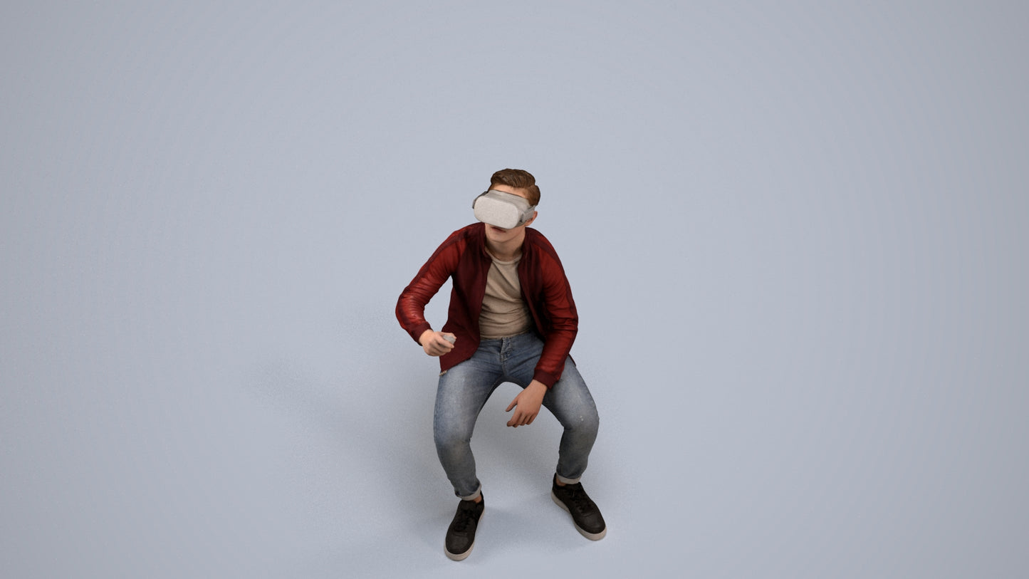 3D people model boy casual kids, scanned human for 3ds Max rendering, back view render