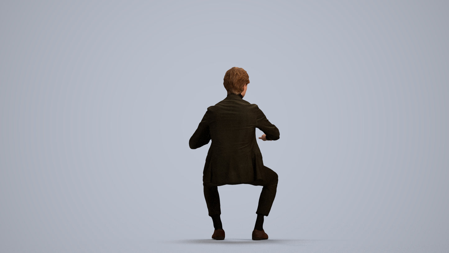 3D scanned man business, photorealistic archviz people for Enscape and SketchUp, front view render