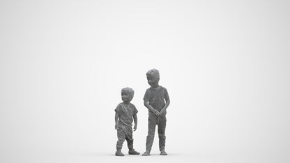 realistic 3D human boy casual kids, archviz people FBX OBJ for Blender, three-quarter front view render