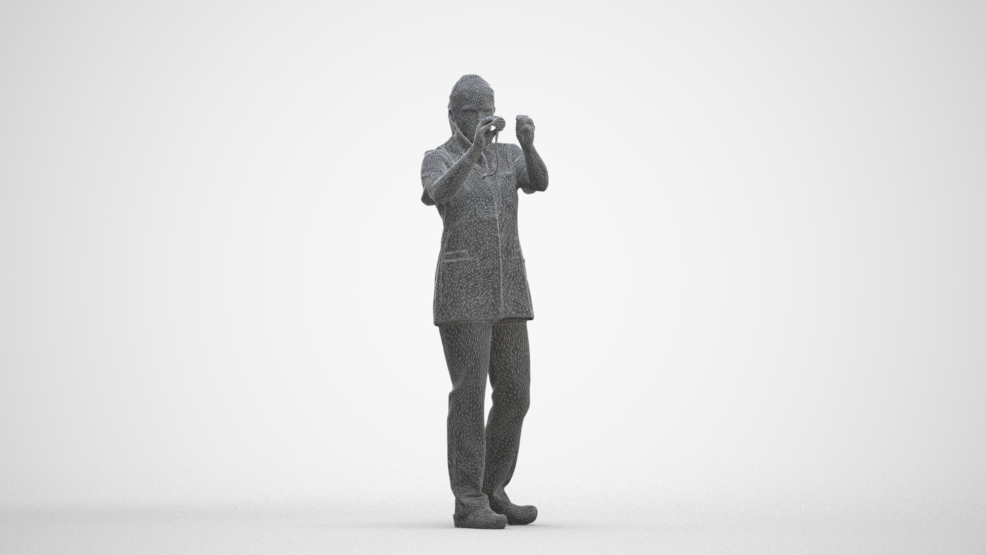 3D human model woman medical, photogrammetry scanned person for archviz, three-quarter front view render