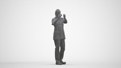 3D human model woman medical, photogrammetry scanned person for archviz, three-quarter front view render