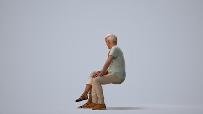 3D people model senior woman casual couple, scanned human for 3ds Max rendering, three-quarter view render