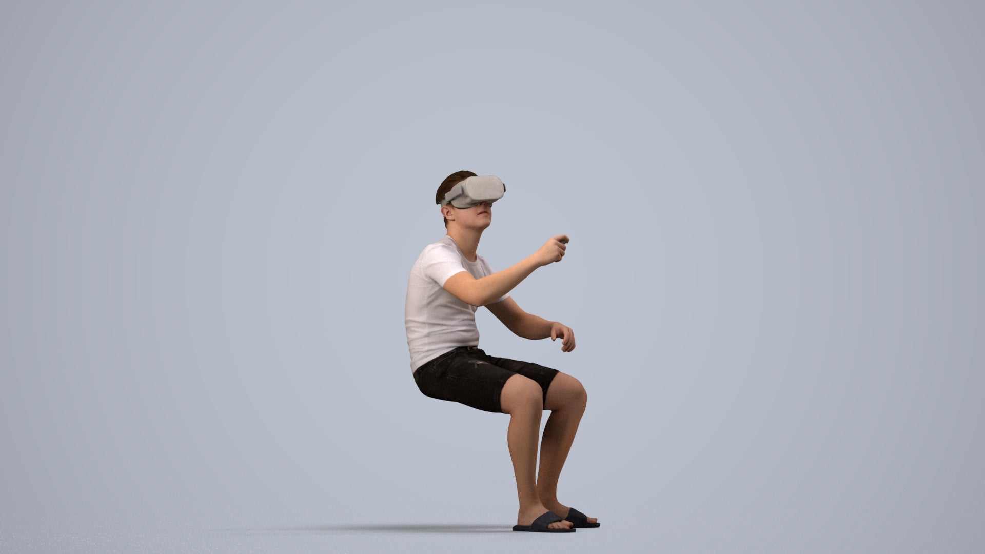 3D people model boy casual kids, scanned human for 3ds Max rendering, side view render