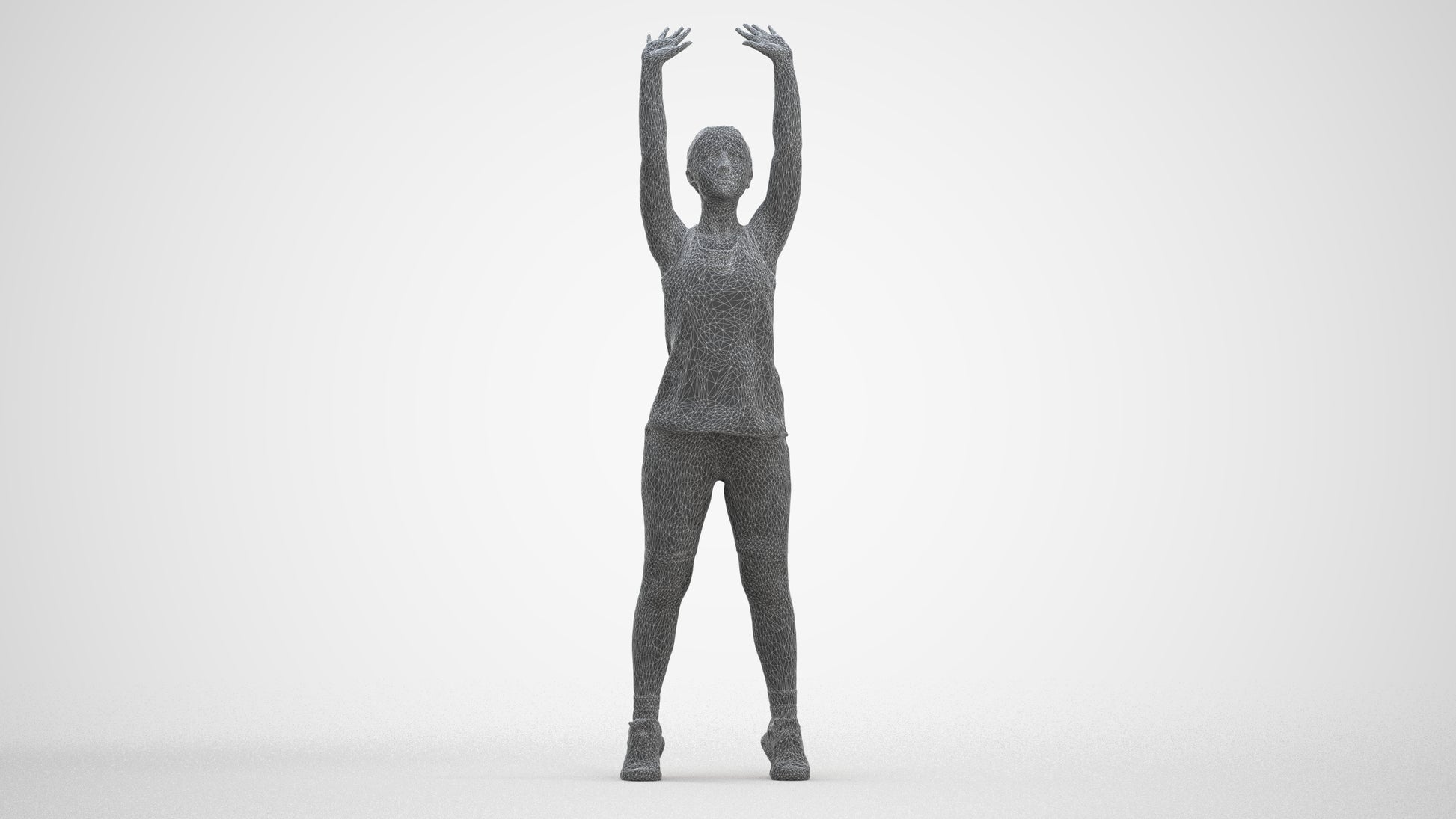 realistic 3D human girl sport, archviz people FBX OBJ for Blender, three-quarter front view render