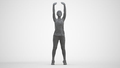 realistic 3D human girl sport, archviz people FBX OBJ for Blender, three-quarter front view render