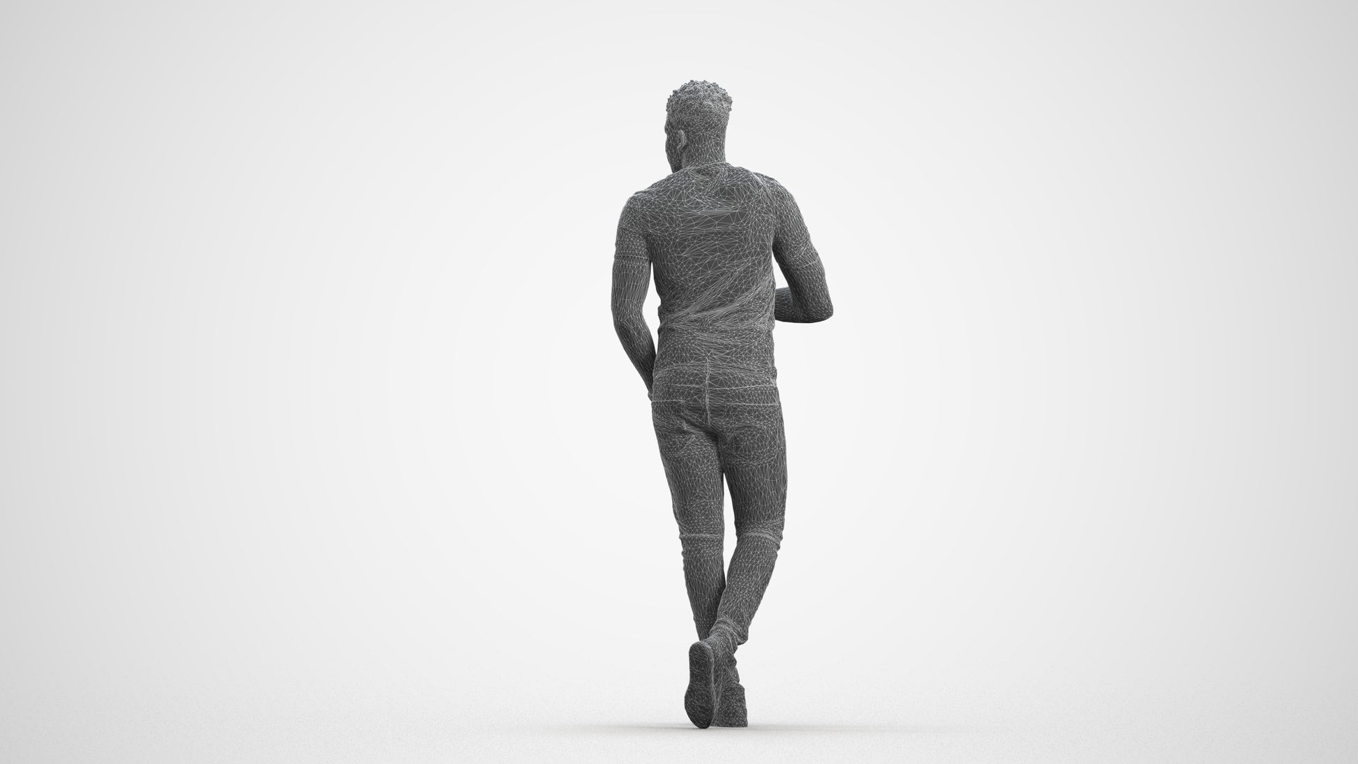 scanned 3D man casual standing, photogrammetry people for Enscape and V-Ray, wireframe front view