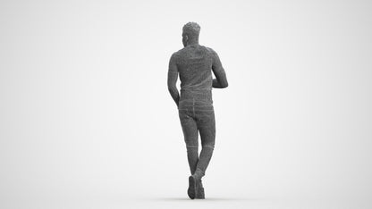 scanned 3D man casual standing, photogrammetry people for Enscape and V-Ray, wireframe front view
