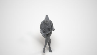 3D people model woman casual sitting, scanned human for 3ds Max rendering, wireframe three-quarter view
