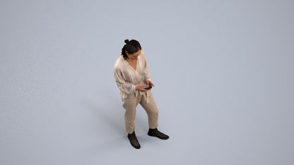 realistic 3D woman casual standing, scanned archviz people for Blender and 3ds Max, back view render