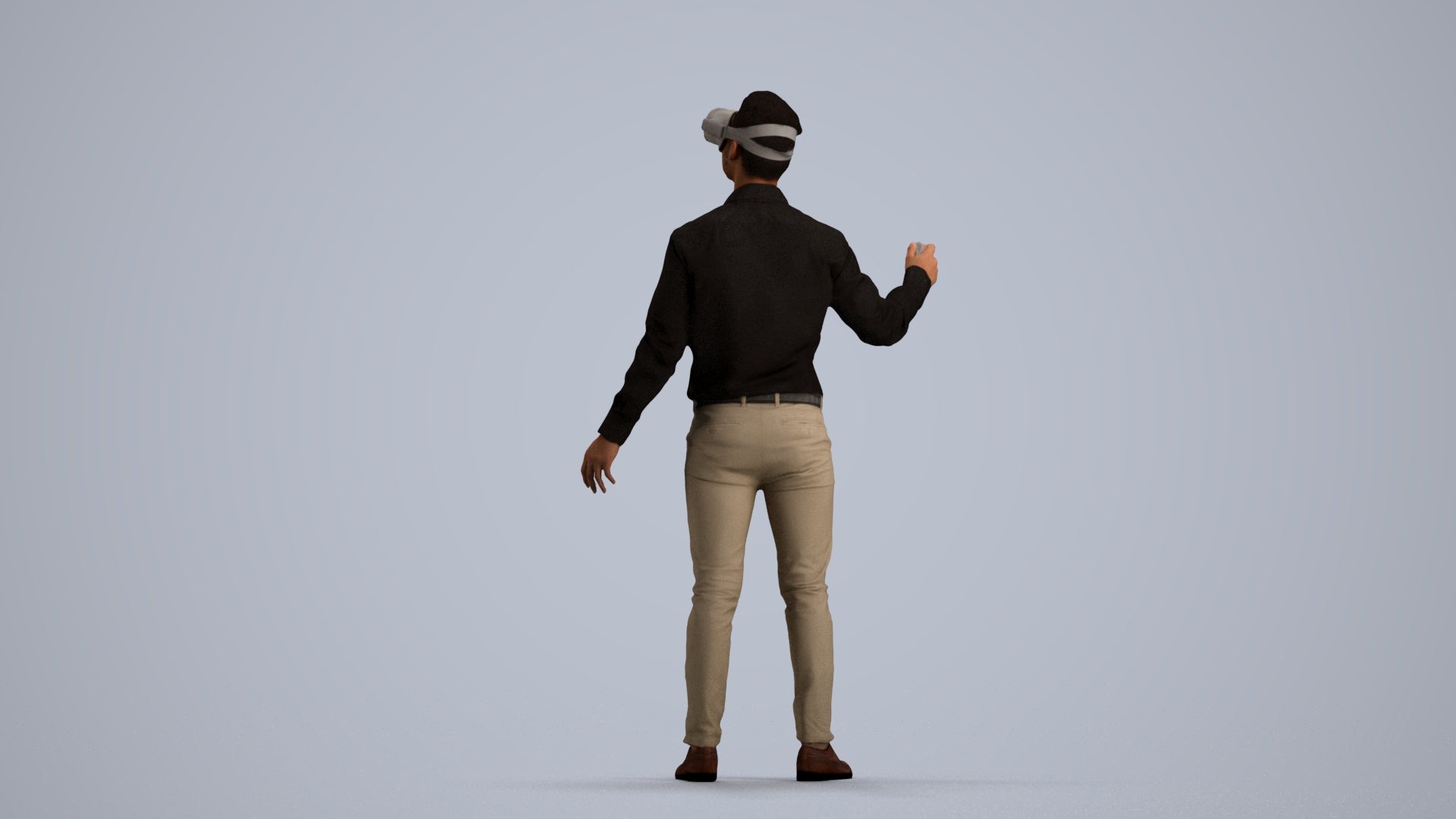 photogrammetry 3D man business standing, realistic human model archviz FBX, front view render