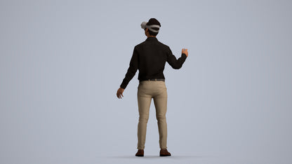 photogrammetry 3D man business standing, realistic human model archviz FBX, front view render