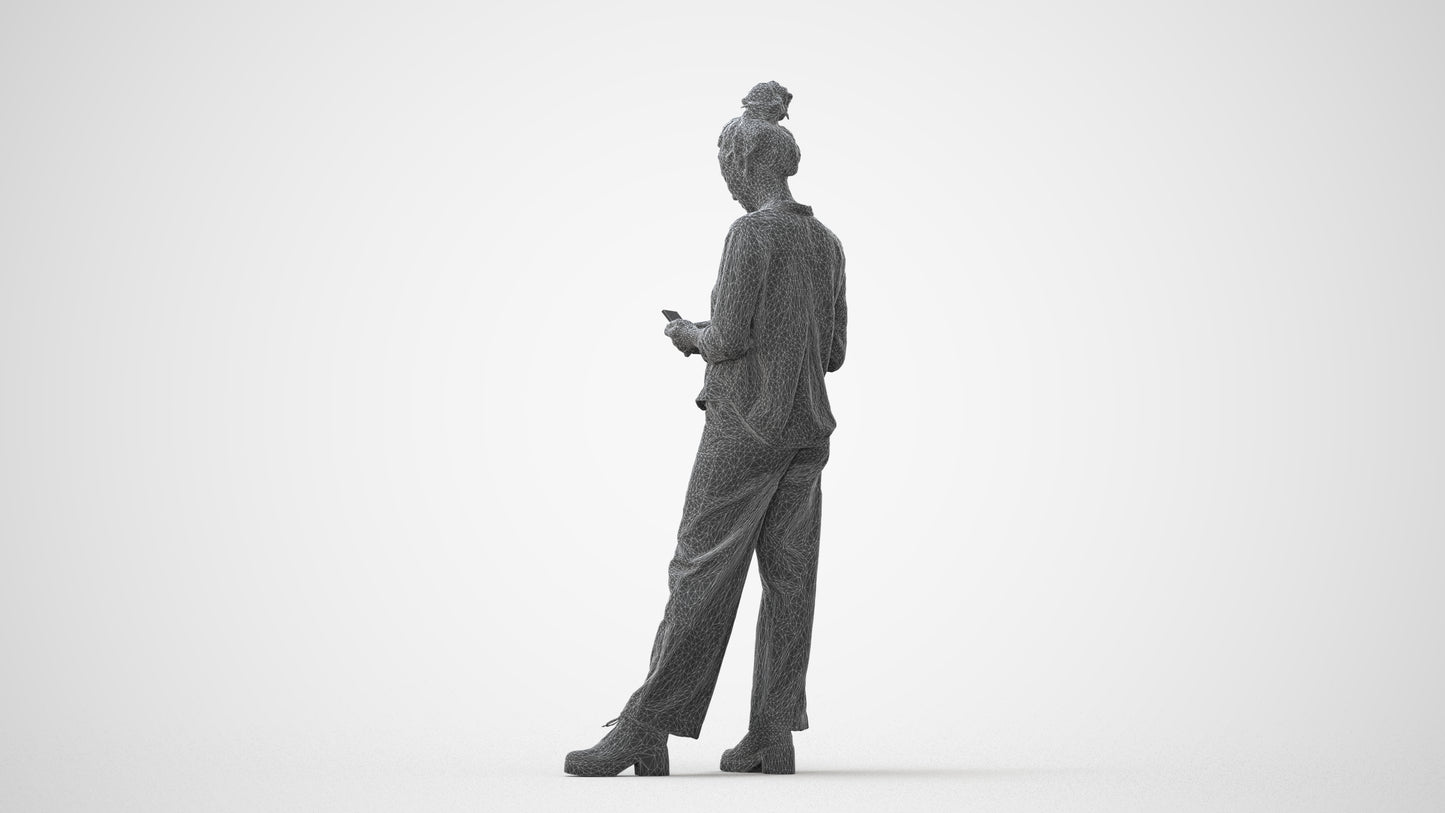 scanned 3D woman casual standing, photogrammetry people for Enscape and V-Ray, square thumbnail