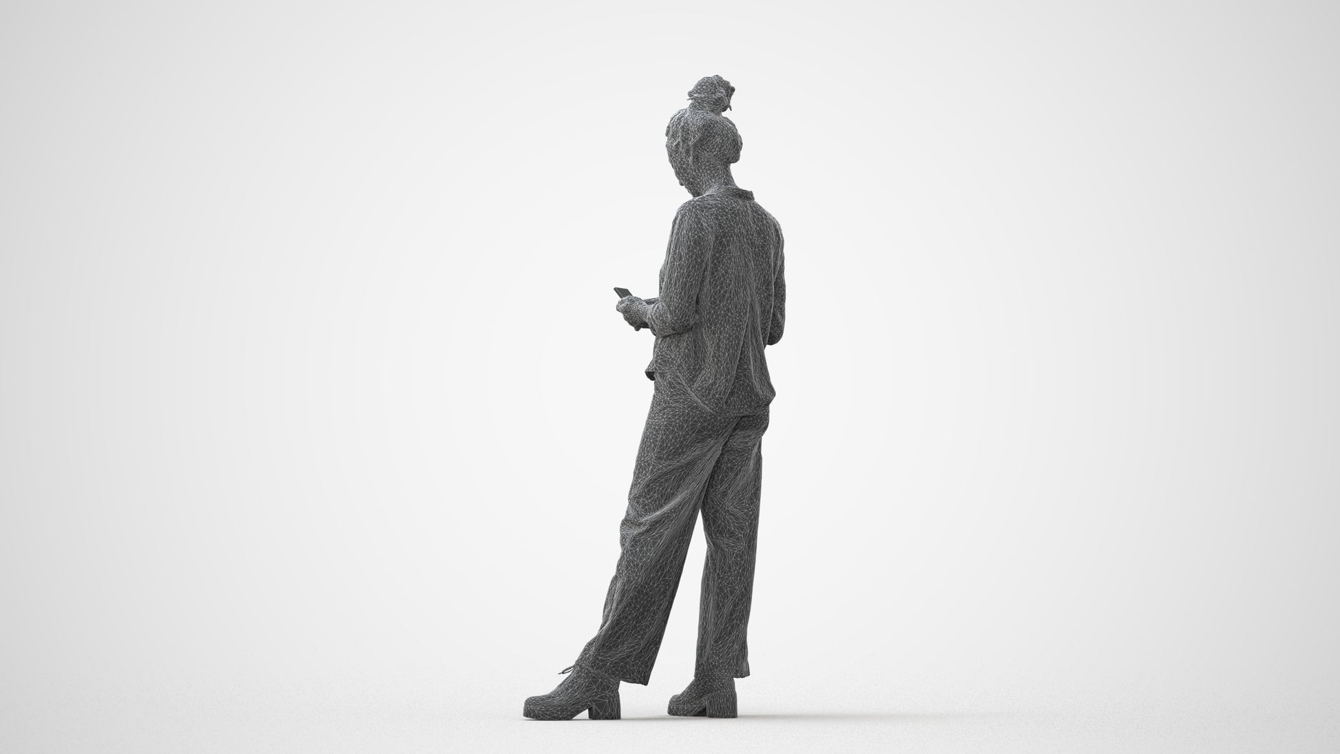 scanned 3D woman casual standing, photogrammetry people for Enscape and V-Ray, square thumbnail