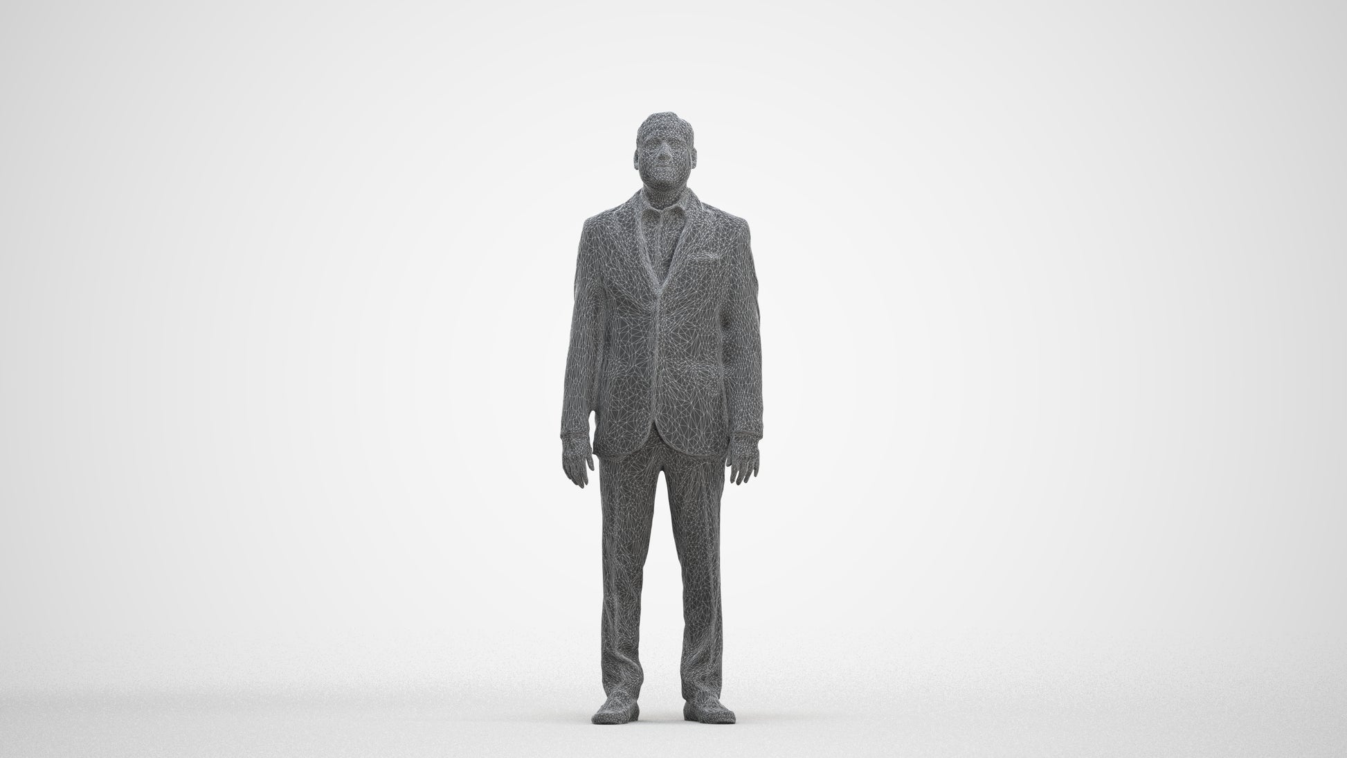 scanned 3D man formal standing, photogrammetry people for Enscape and V-Ray, three-quarter front view render