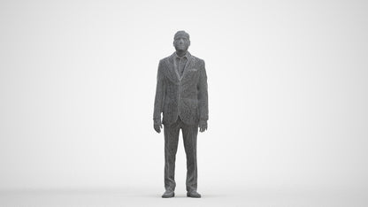 scanned 3D man formal standing, photogrammetry people for Enscape and V-Ray, three-quarter front view render