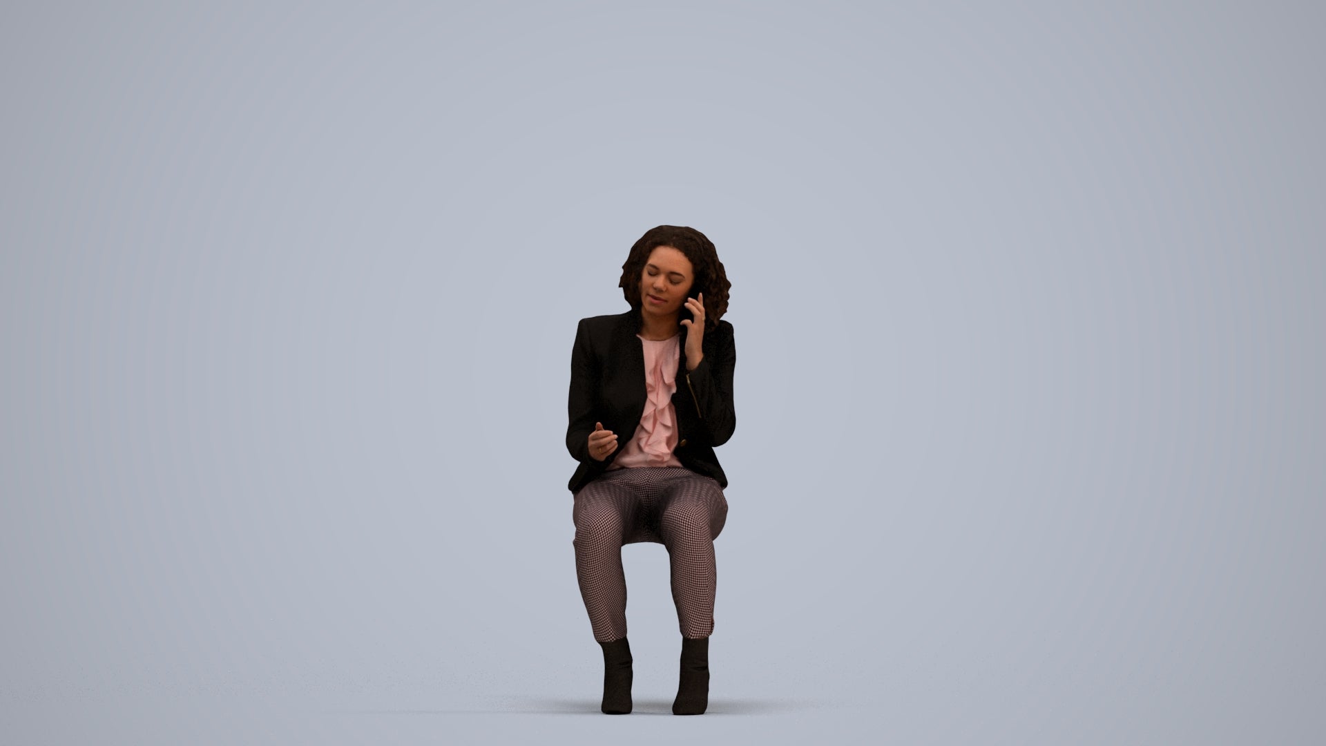 3D people model woman business, scanned human for 3ds Max rendering, standing pose render