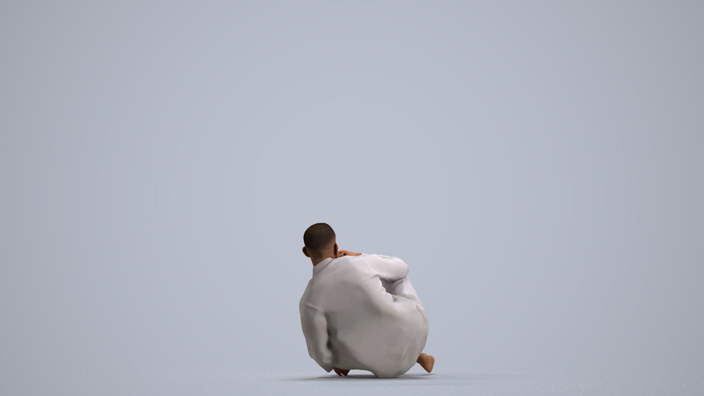 realistic 3D people man sitting, render-ready for V-Ray and Corona, FBX OBJ, front view render