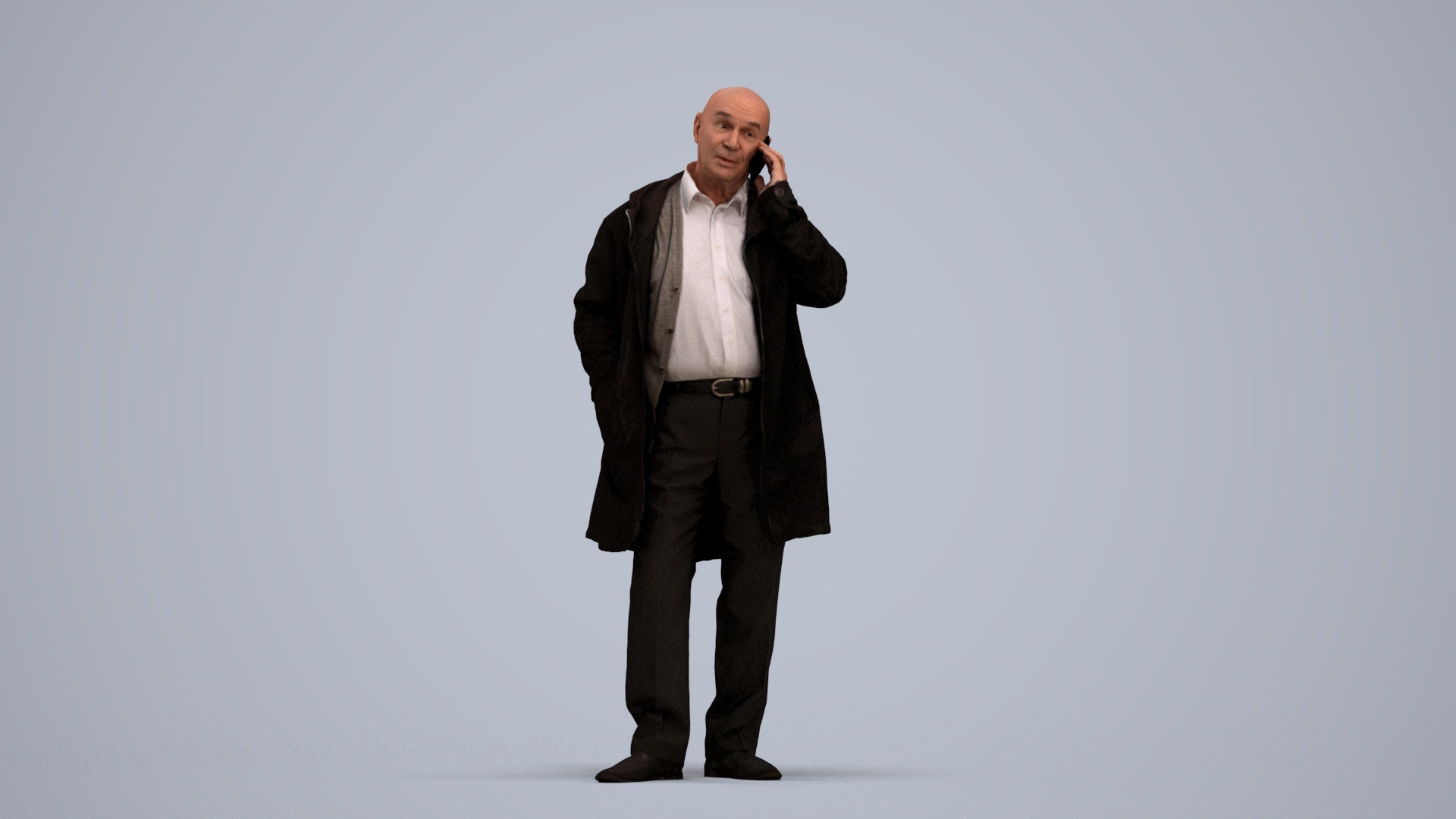 realistic 3D people senior man business standing, render-ready for V-Ray and Corona, FBX OBJ, standing pose render