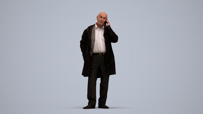 realistic 3D people senior man business standing, render-ready for V-Ray and Corona, FBX OBJ, standing pose render