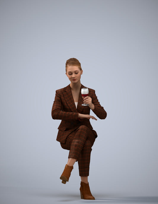 scanned 3D woman business, photogrammetry people for Enscape and V-Ray
