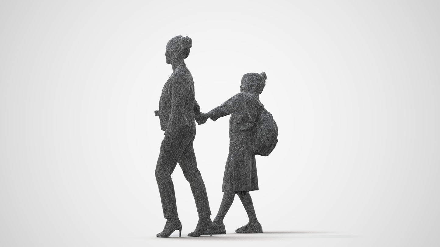 realistic 3D people girl kids, render-ready for V-Ray and Corona, FBX OBJ, square thumbnail