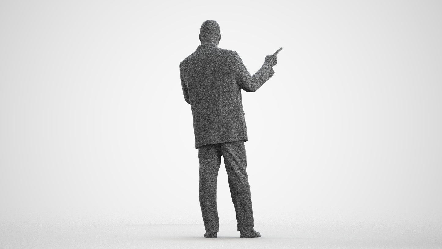 realistic 3D human man business, archviz people FBX OBJ for Blender, wireframe front view