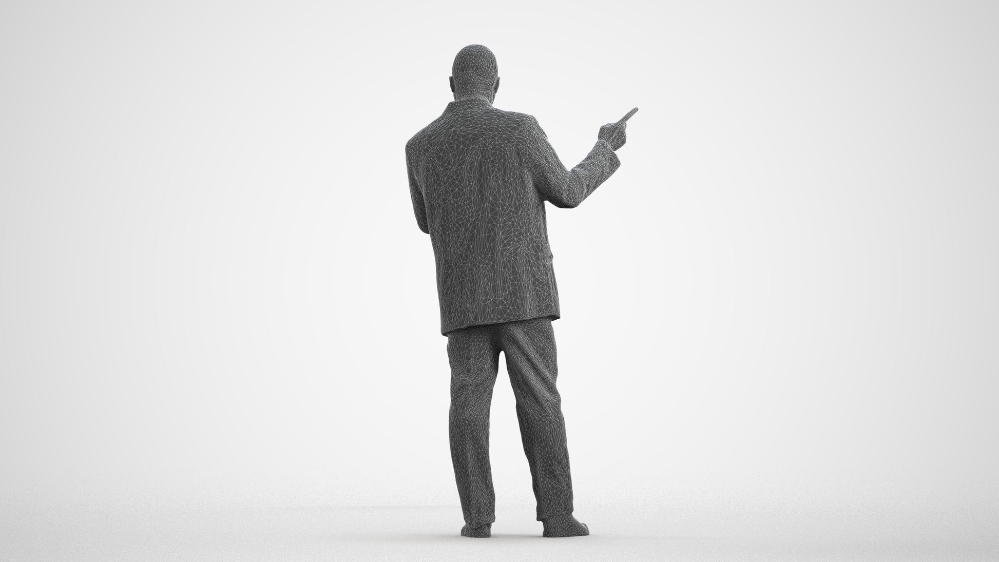 realistic 3D human man business, archviz people FBX OBJ for Blender, wireframe front view