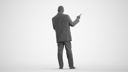 realistic 3D human man business, archviz people FBX OBJ for Blender, wireframe front view