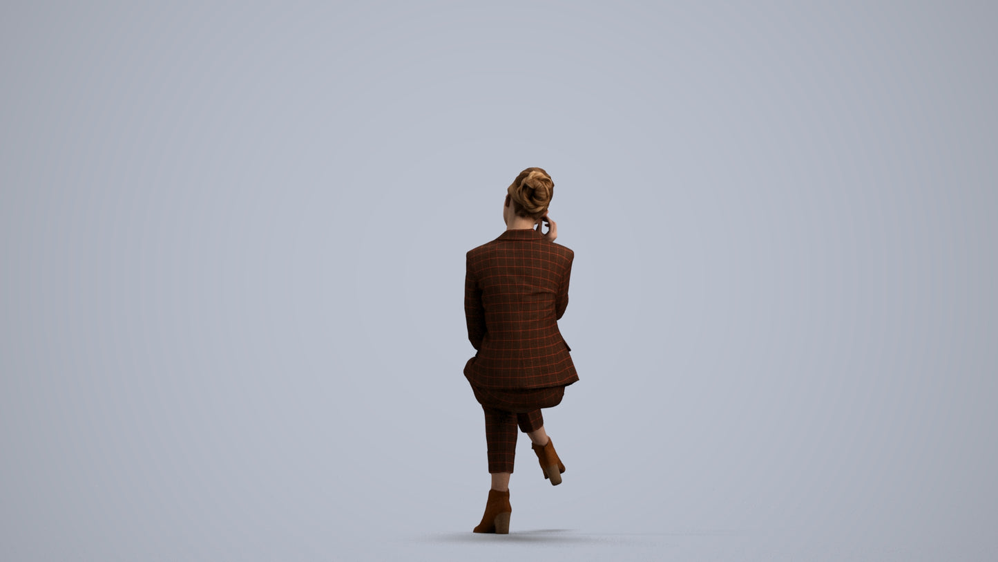 realistic 3D human woman business, archviz people FBX OBJ for Blender, front view render