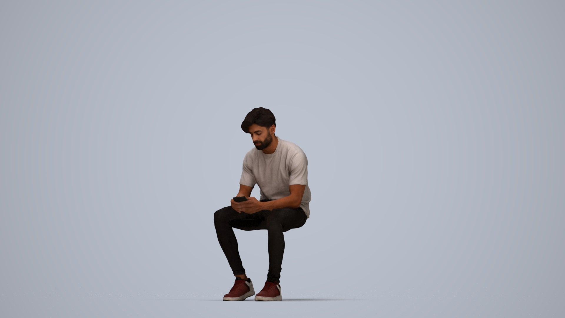 realistic 3D human man casual sitting, archviz people FBX OBJ for Blender, top-down view render