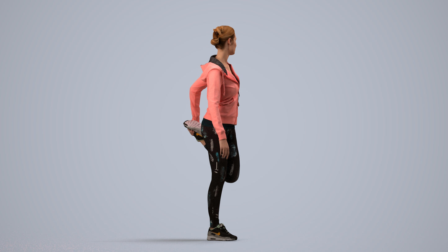scanned 3D woman sport, photogrammetry people for Enscape and V-Ray, side view render