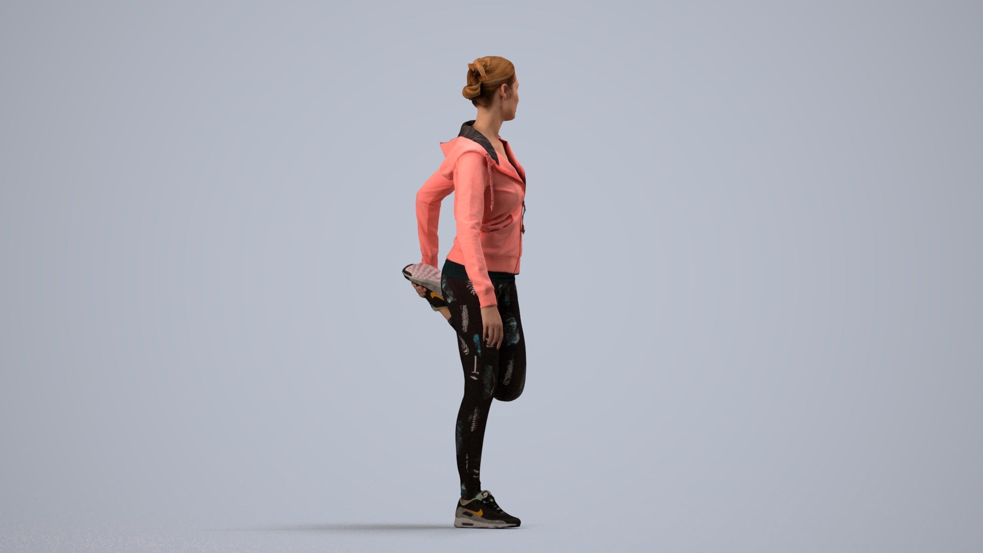 scanned 3D woman sport, photogrammetry people for Enscape and V-Ray, side view render