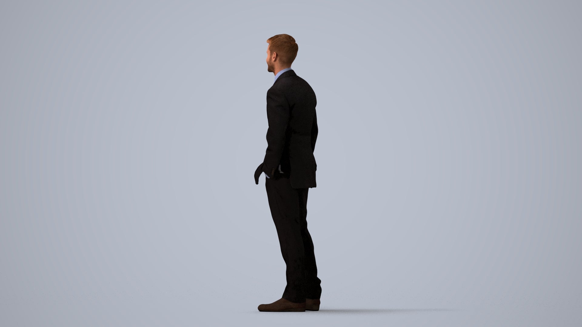 realistic 3D man business, scanned archviz people for Blender and 3ds Max, three-quarter view render
