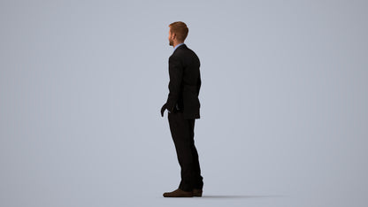 realistic 3D man business, scanned archviz people for Blender and 3ds Max, three-quarter view render