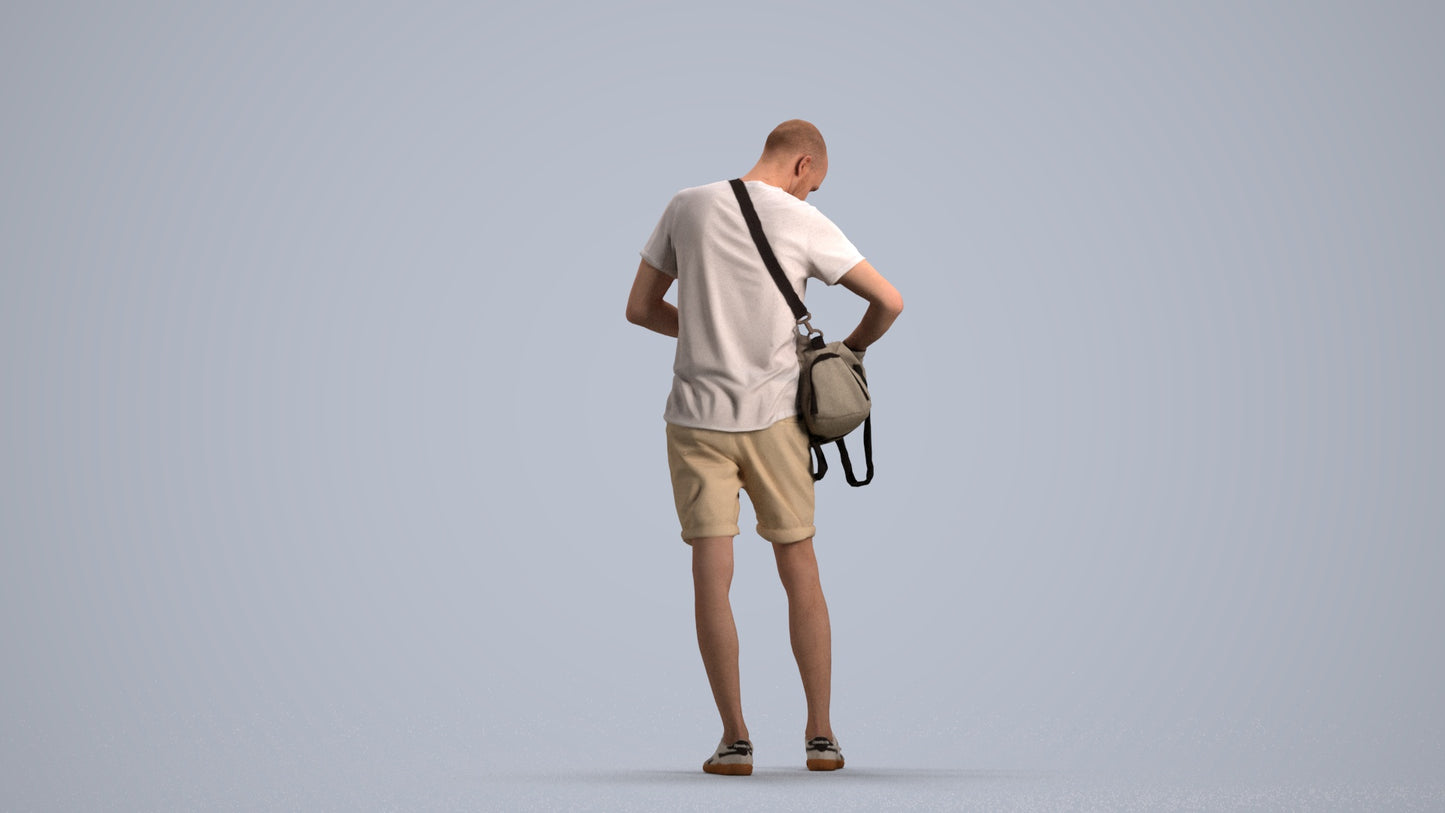 realistic 3D people man casual standing, render-ready for V-Ray and Corona, FBX OBJ, front view render