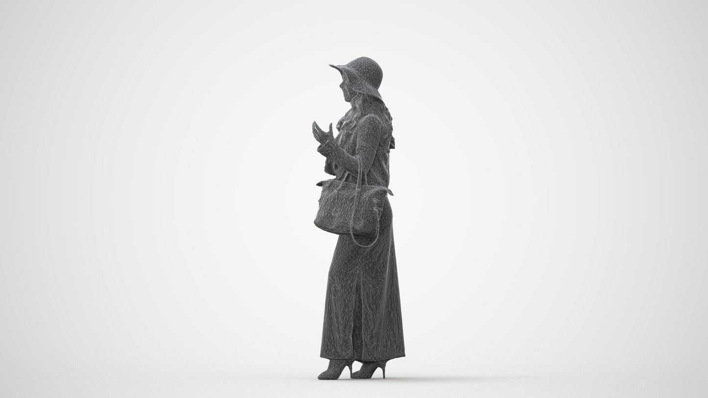realistic 3D human woman casual standing, archviz people FBX OBJ for Blender, square thumbnail