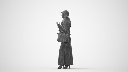 realistic 3D human woman casual standing, archviz people FBX OBJ for Blender, square thumbnail
